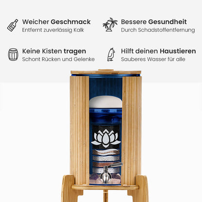 Wasserfilter Lotus Fontana Bambus Glas-Wasserspender 8L Blau shopvorteile