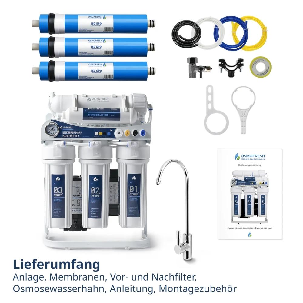 Osmofresh Osmoseanlage Proline X3 450GDP Lieferumfang