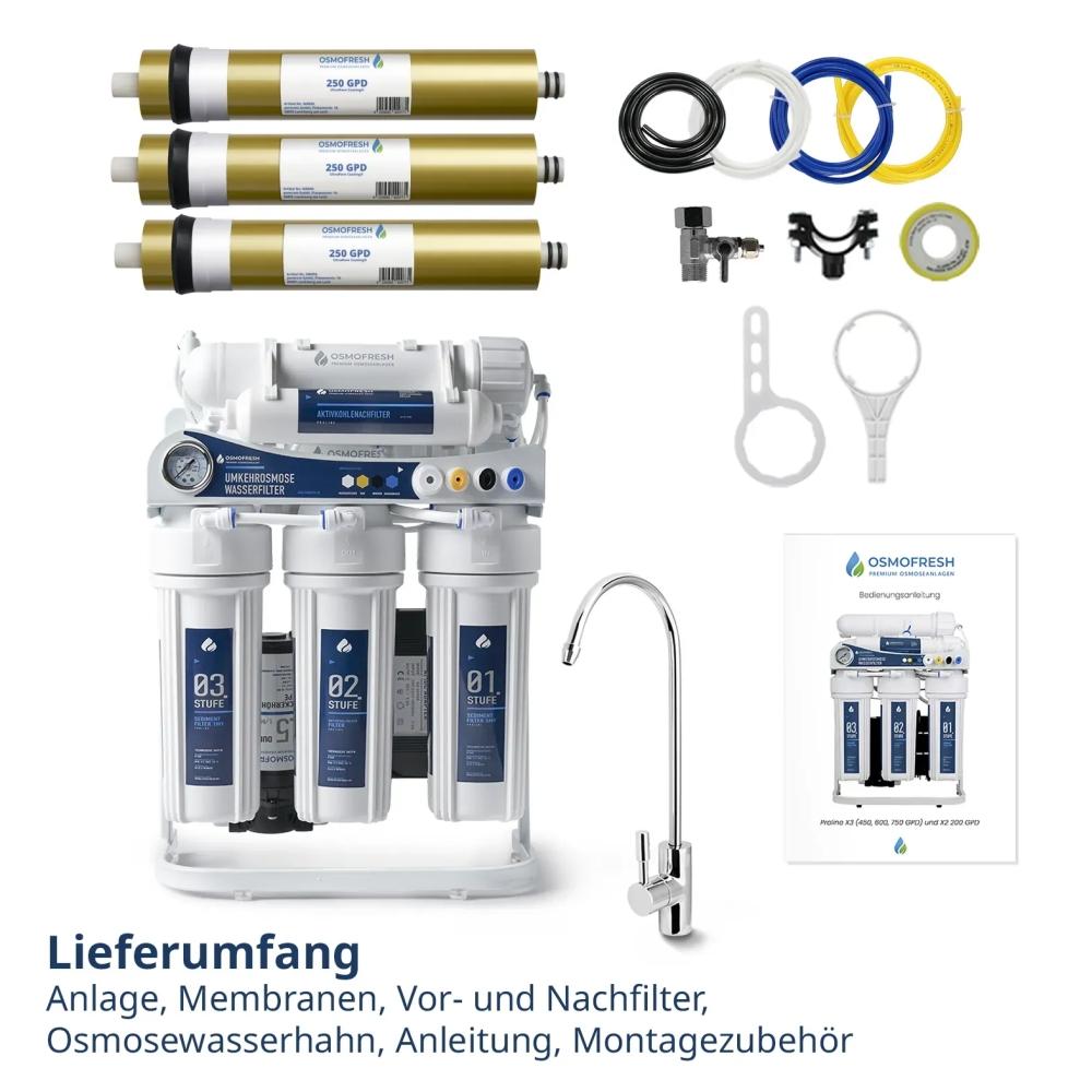 Osmofresh Osmoseanlage Proline X3 750GDP Lieferumfang