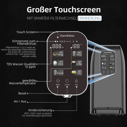 Osmofresh Osmoseanlage Quella Life Schwarz Großer Touchscreen