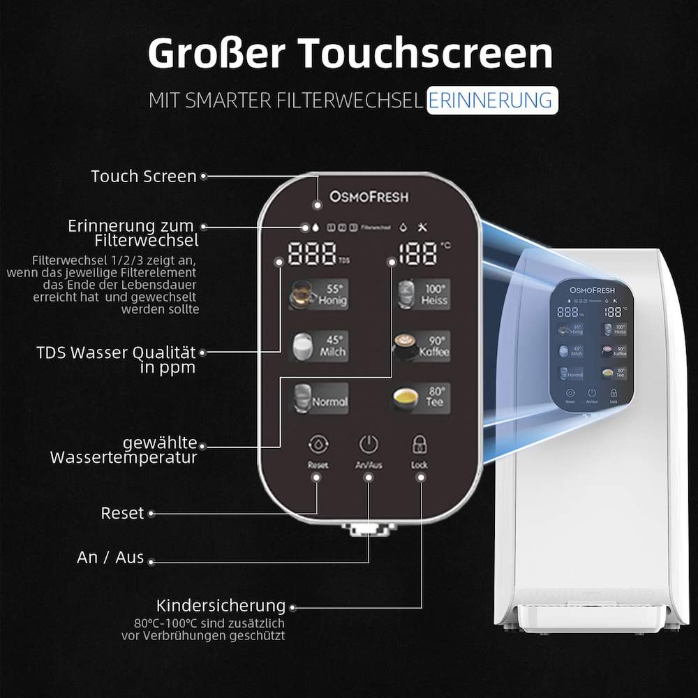 Osmofresh Osmoseanlage Quella Life Weiß Großer Touchscreen