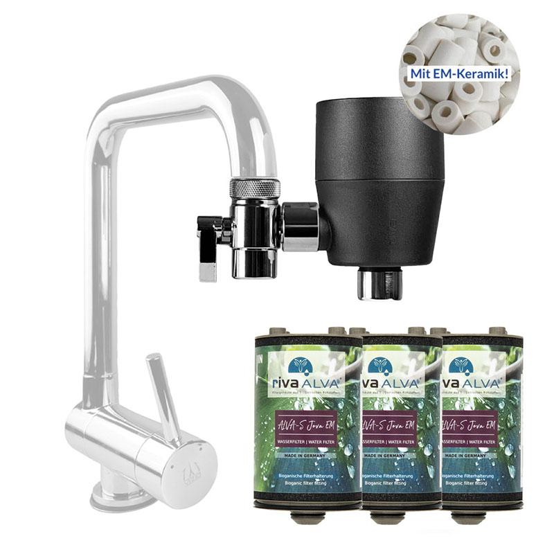 riva Wasserfilter-Set Jova EM mit Wasserhahn Wasserfilter Jova EM in Schwarz und Ersatzkartuschen für 1 Jahr