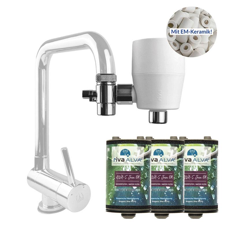 riva Wasserfilter-Set Jova EM mit Wasserhahn Wasserfilter Jova EM in Weiß und Ersatzkartuschen für 1 Jahr