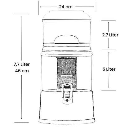 Wasserfilter Lotus Fontana Klassik Glas-Wasserspender 8L Blau maße + liter