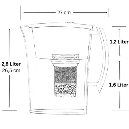 Lotus Vita Wasserfilter-Kanne Lotus 1,6L - Natura Plus Maße