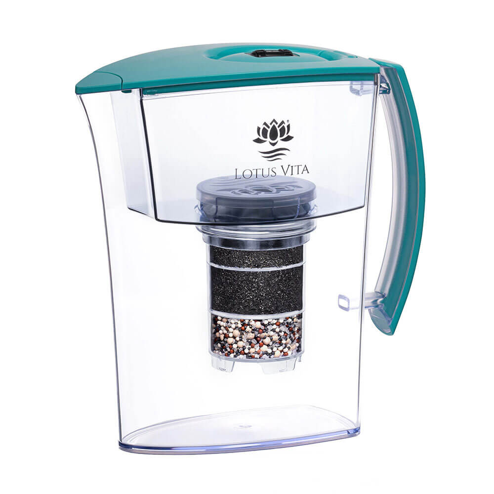 Lotus Vita Wasserfilter-Kanne Lotus 1,6L - Natura Plus Hellblau Deckelbildvorne